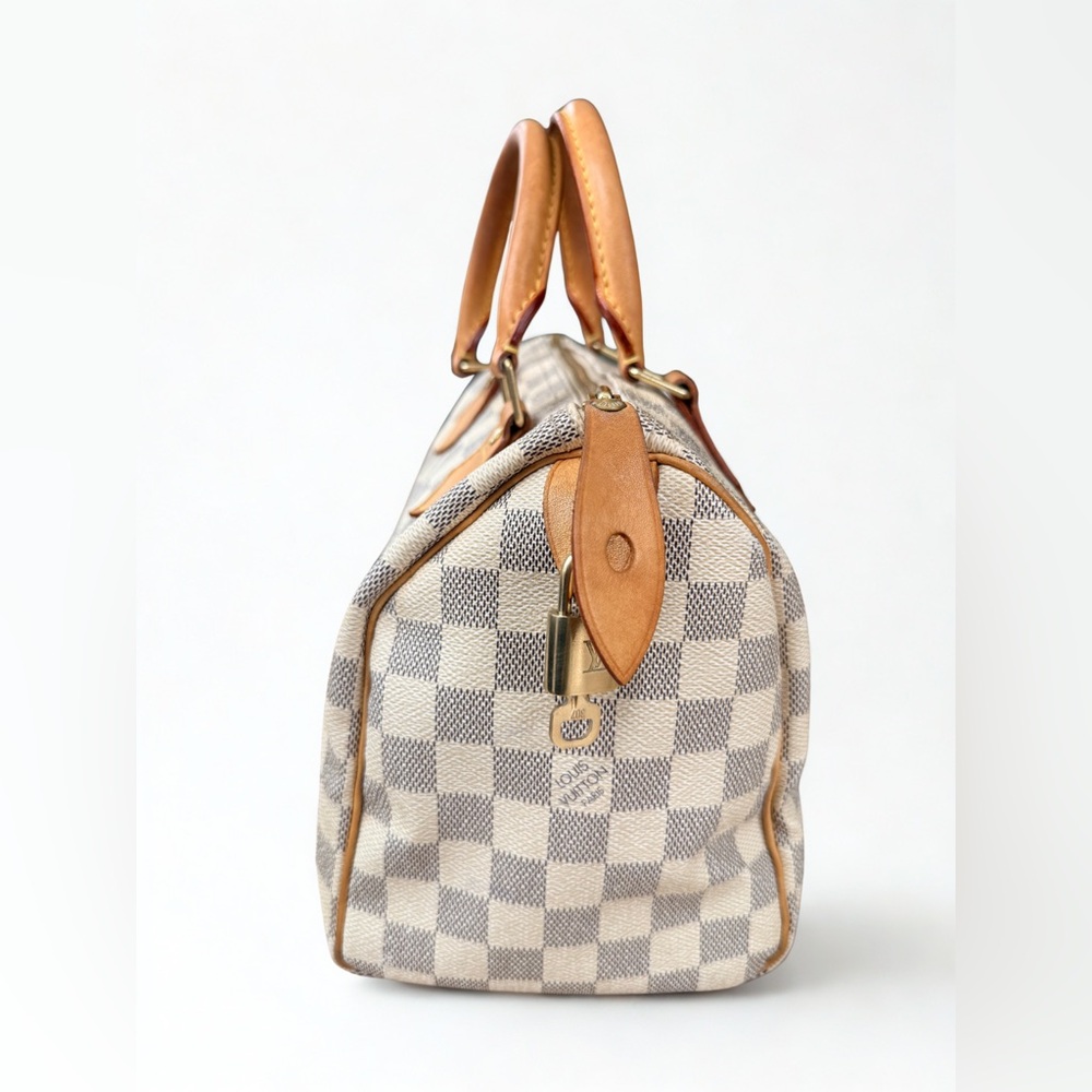 SOLD-Certified LOUIS VUITTON Damier Azur Speedy 25 - Dust Bag, Lock & Key, + COA - Picture 9 of 15